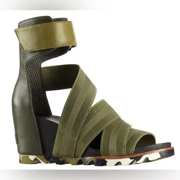 Sorel Women’s Joanie Gladiator ll  Olive Green Wedge Sandals Size 8 - Picture 4 of 8